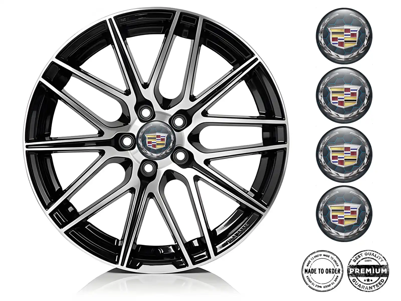 Cadillac Radaufkleber Version Gewölbte Harzlabels